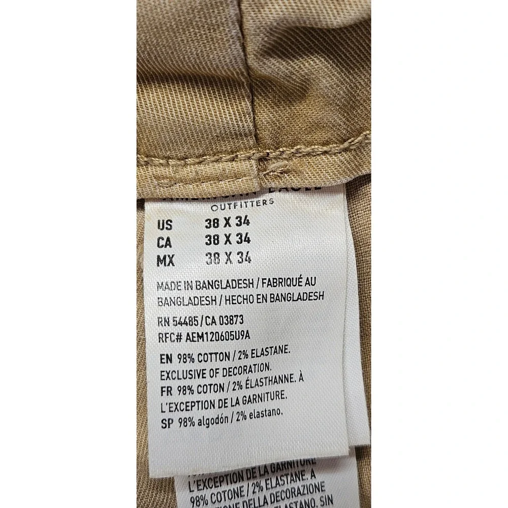 American Eagle Mens Next Level Flex Khaki Chino Pants Tan 38x34 - Picture 2 of 13